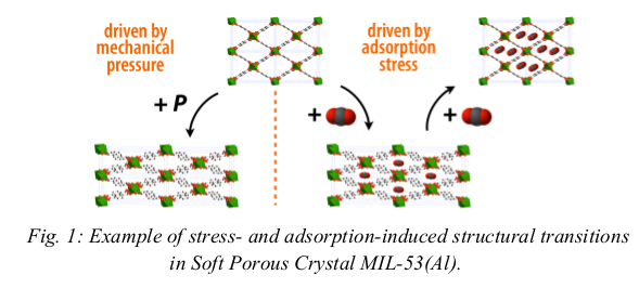 Example of stress- and adsorption-induced structural transitions in Soft Porous Crystal MIL-53(Al)